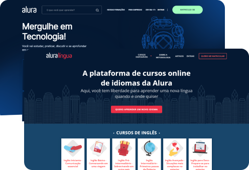 telas das plataforma alura e alura lingua